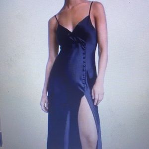 Zara Black Satin Slip Dress with Buttons Size XL